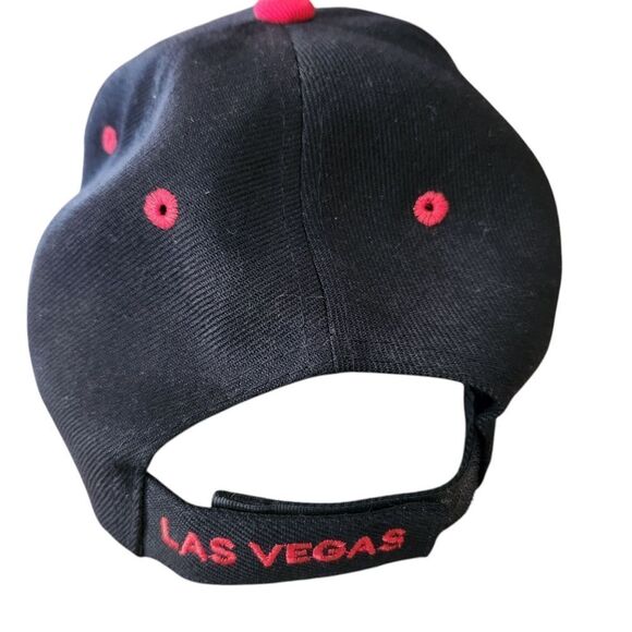 Chelona Baseball Cap Black With Red & Gold LV Las Vegas Embroidery Adjustable - Picture 4 of 6